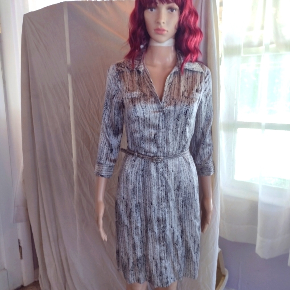 Belted silk shirtdress